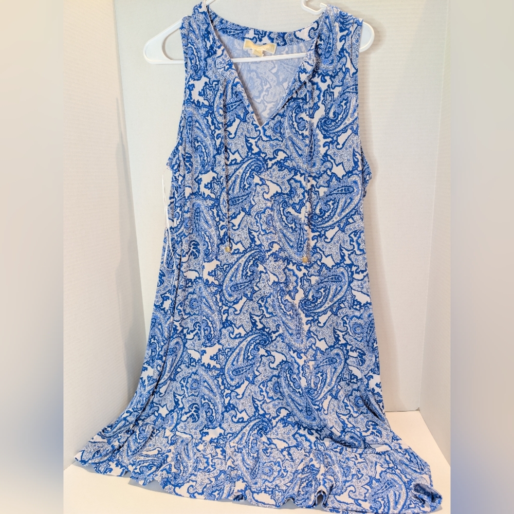 Blue Paisley Sleeveless Dress Michael Kors